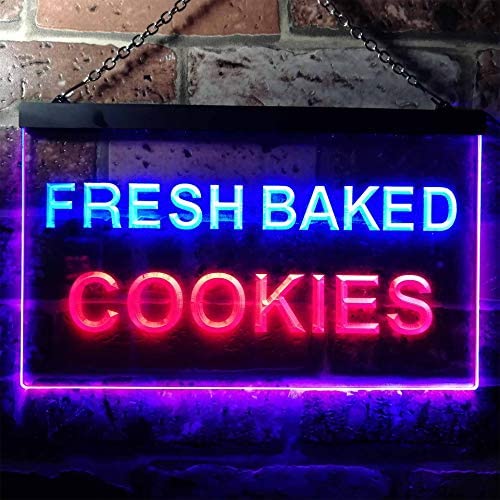 Bakery Fresh Baked Cookies Dual LED Neon Light Sign